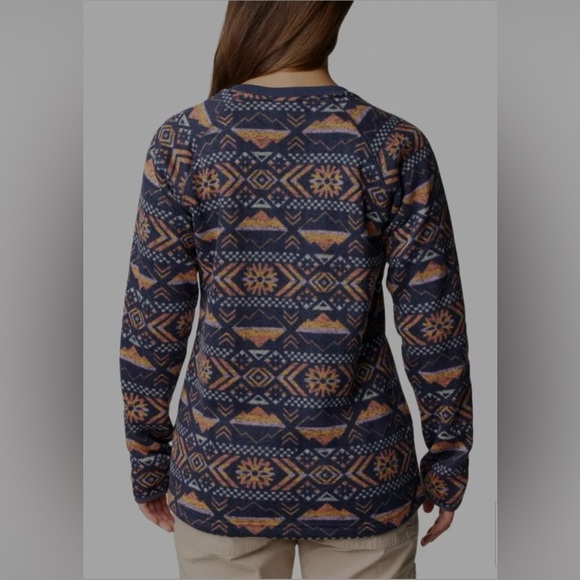 Columbia Sweater Weather Fleece Crew Shirt Nocturnal Pinecones Aztec Outdoors - Picture 2 of 9